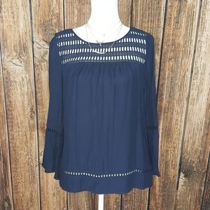 GUC Anne Taylor Loft Navy Blue Blouse Sz Small